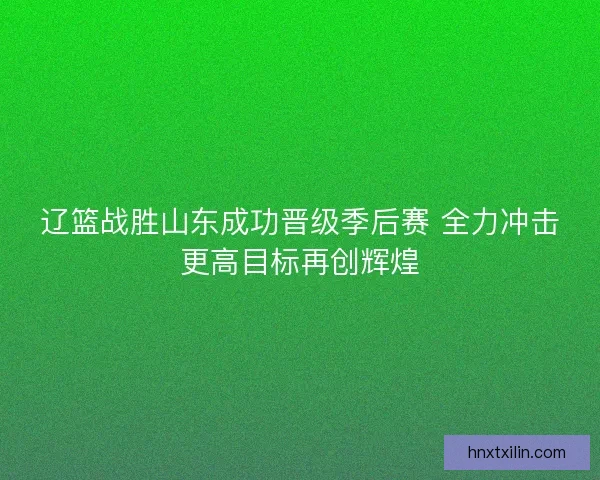 辽篮战胜山东成功晋级季后赛 全力冲击更高目标再创辉煌