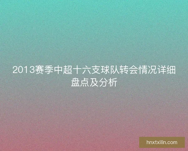 2013赛季中超十六支球队转会情况详细盘点及分析